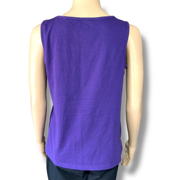 Basic Editions Womens Tank Top Pullover Smocked Empire Waist Purple Small - Picture 4 of 9